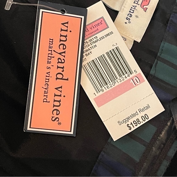 Vineyard Vines Strapless Plaid Stripe Velvet Holiday Party Event Dress NWT - Picture 9 of 12
